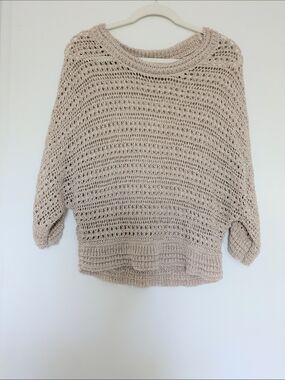 GAP Open-Knit Scoop Neck Sweater in Light Beige